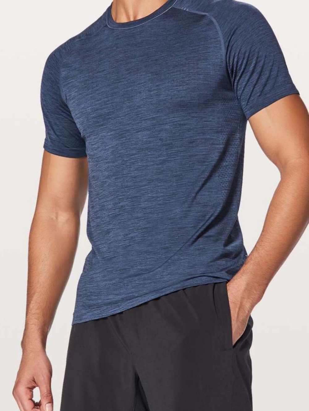 Men's Blue Heather Stretch Performance Tee